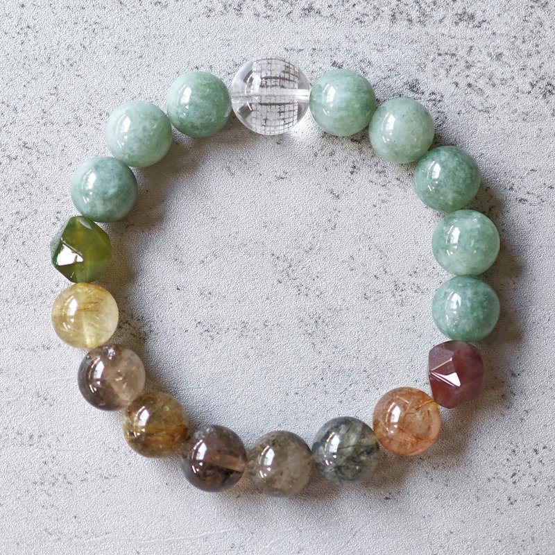 Heart Sutra Jade Hair Bracelet Birthday Gift Lucky Crystal Customized - สร้อยข้อมือ - คริสตัล สีเขียว