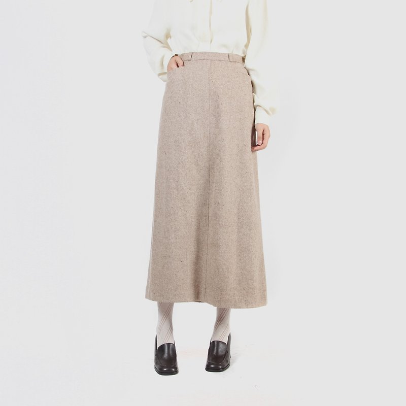[Egg plant ancient] Zen glaze hair vintage dress - Skirts - Wool 