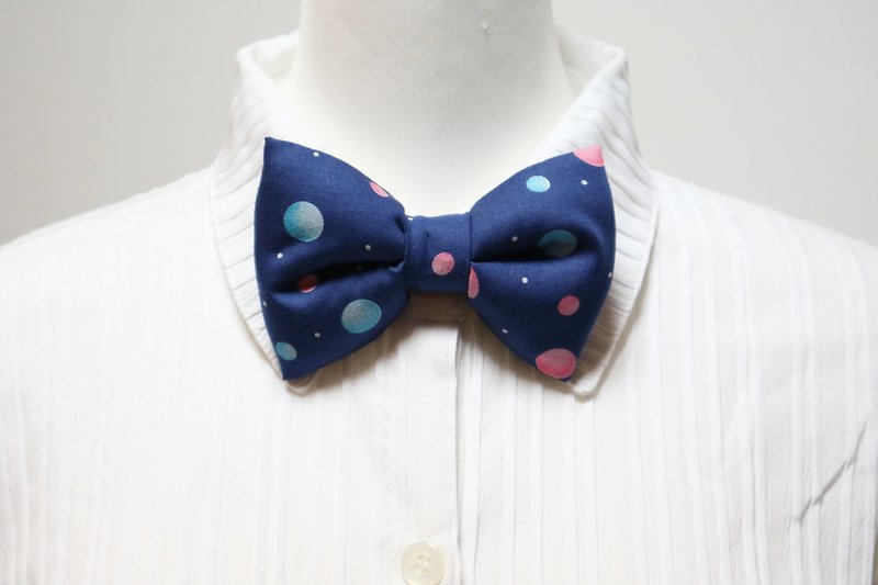 星球手工立體蝴蝶結領結 bow tie *SK* - 領結/領巾 - 棉．麻 藍色