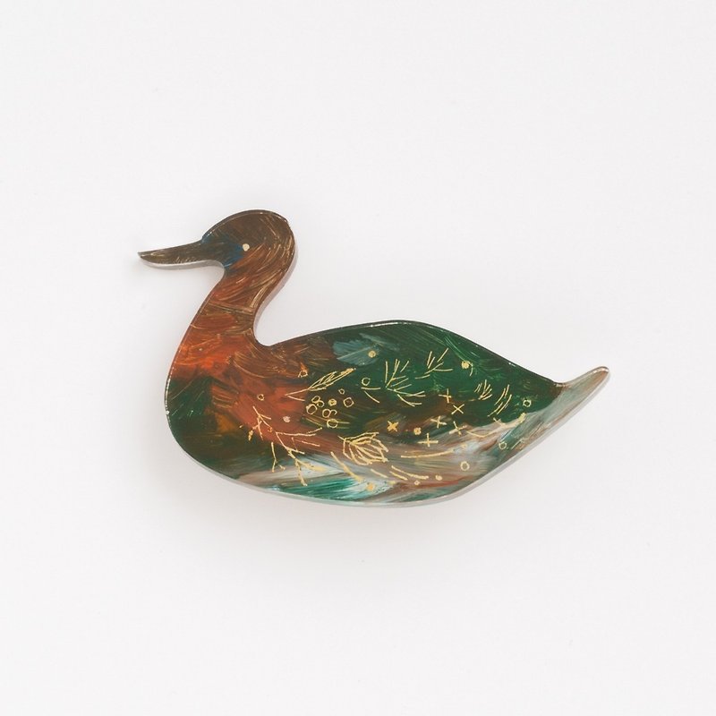Brooch of a picture 【bird】 - Brooches - Acrylic Brown