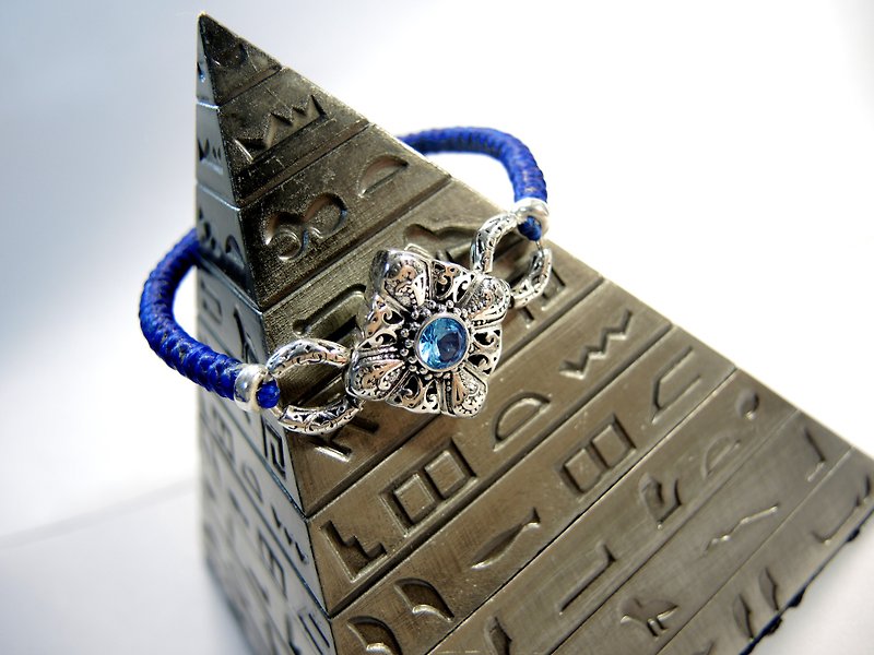 "Fluted Tang grass story" classical fashion 925 silver braided bracelet - ต่างหู - เครื่องเพชรพลอย สีน้ำเงิน