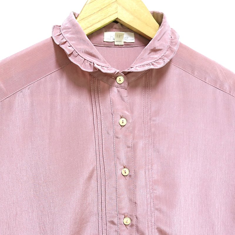 │Slowly│Pink Beauty - Vintage Shirt │vintage. Retro. Literature. Made in Japan - เสื้อเชิ้ตผู้หญิง - เส้นใยสังเคราะห์ สึชมพู