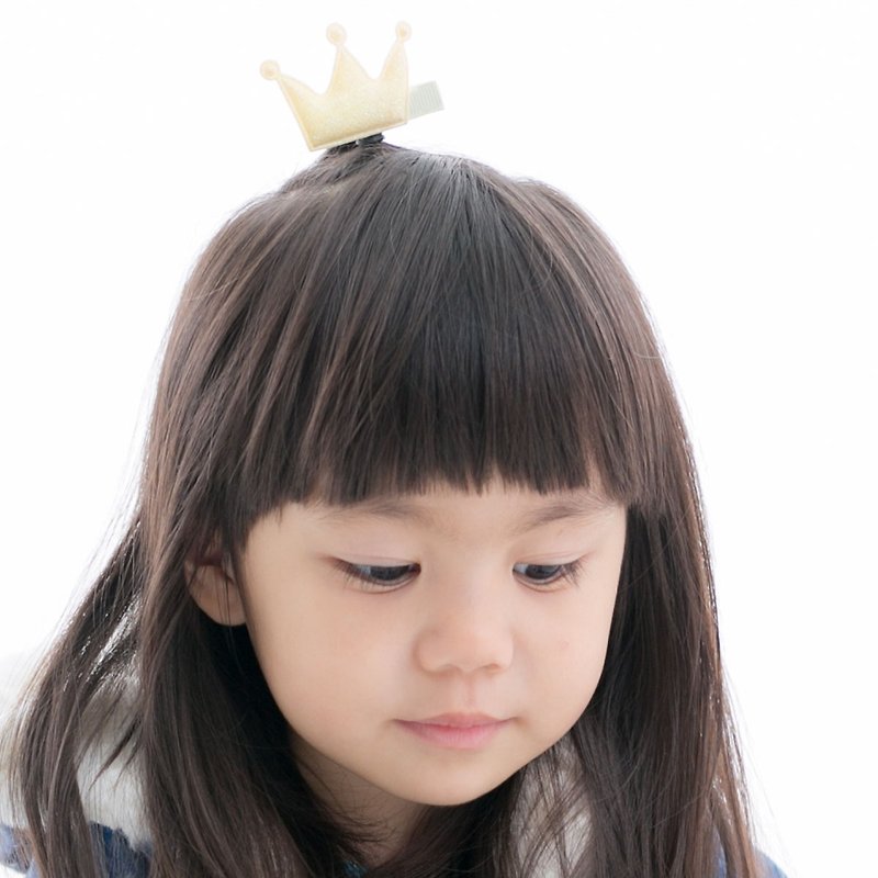 馬卡龍色系皇冠髮夾 全包布手工髮飾Crown Sparkle-Sunny - 髮夾/髮飾 - 聚酯纖維 黃色