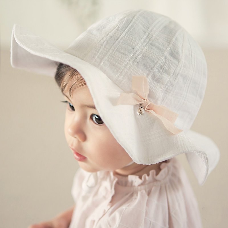 Happy Prince Ronda純淨白色女嬰童遮陽帽 韓國製 - 其他 - 棉．麻 白色