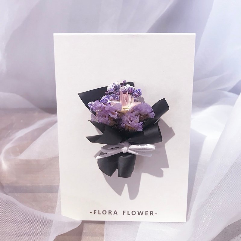 Dry Flower Card - Hermès Paper / Dried Flowers / Handmade Cards / Birthday Cards / Opening Cards / Congratulation Cards - Cards & Postcards - Plants & Flowers Black