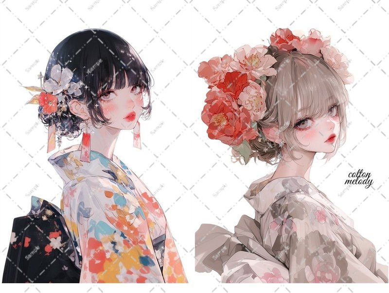 original sticker no.6826 人物ステッカー オリジナルステッカー 人物ステッカー 女の子ステッカー オリジナル人物ステッカー - 貼紙 - 紙 