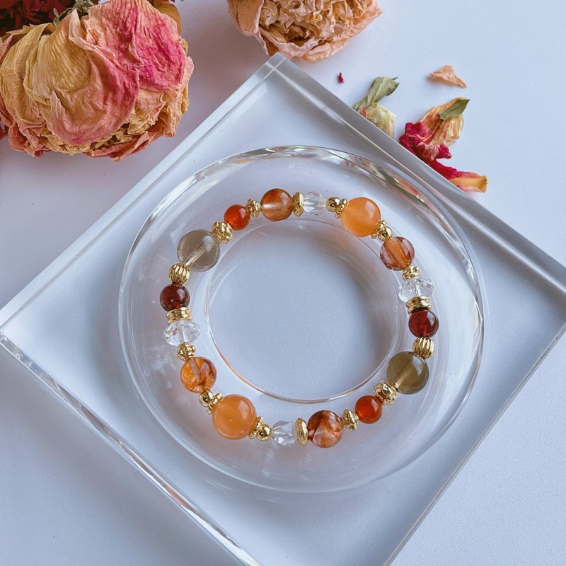 Mi Li Qianjin丨Glasses + Nanhong Agate丨Beauty and beauty, improve sleep丨Customized crystal bracelet - Bracelets - Crystal Red