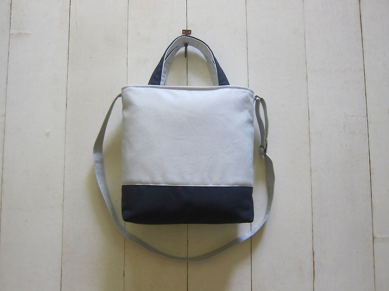 Colors Collection-A4 size (Beige+Navy) - Handbags & Totes - Other Materials Silver