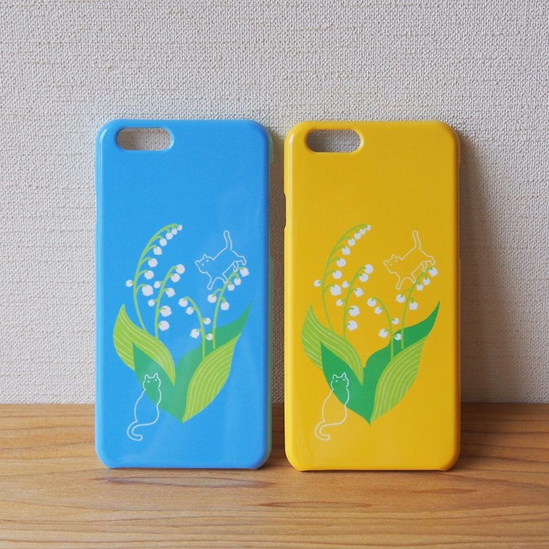 【Android系機種プラケース】幸福の花・鈴蘭と猫 - 手機殼/手機套 - 塑膠 黃色