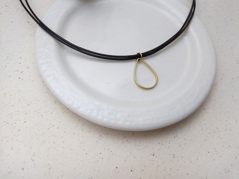 蠟線項鍊 黃銅 水滴 素色簡約 蠟繩細線 - 鎖骨鍊 - 其他材質 金色