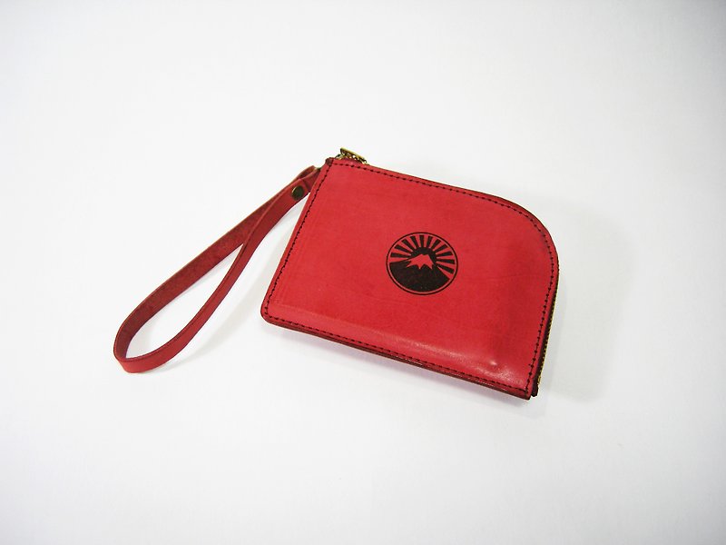 L-shaped leather coin purse __ made zuo zuo hand-made leather zipper bag - Coin Purses - Genuine Leather Red