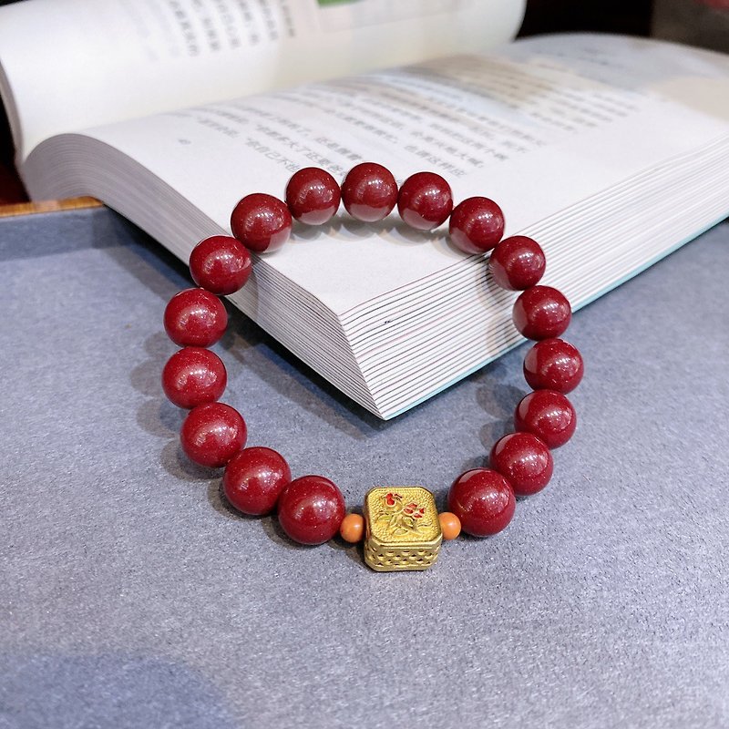 The new American natural raw cinnabar boutique purple gold sand single-ring bracelet has a cinnabar content of more than 95%