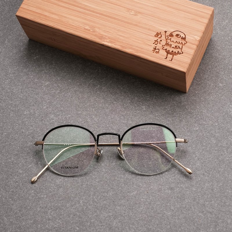 【目目商行】韓國 新款 復古小圓框 超輕鈦金屬框 鈦鼻墊  半框  - 眼鏡/眼鏡框 - 其他材質 黑色