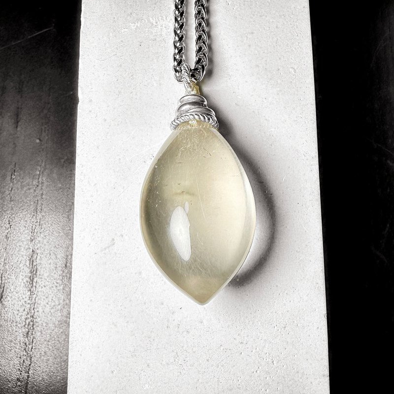 黃兔毛水晶 銀製吊墜 - 項鍊 - 半寶石 