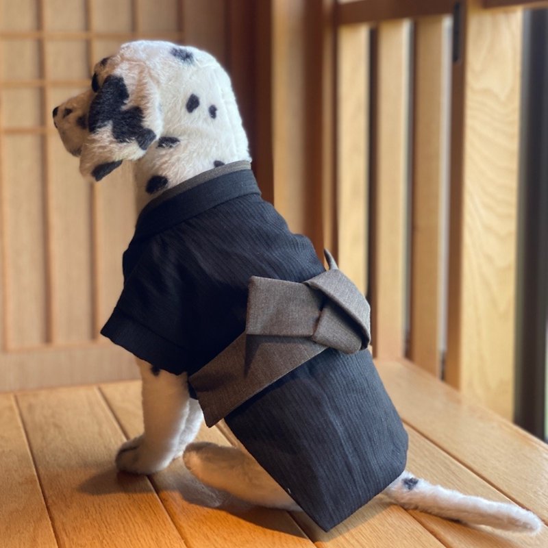 Handmade Pet kimono - ชุดสัตว์เลี้ยง - ผ้าฝ้าย/ผ้าลินิน สีดำ