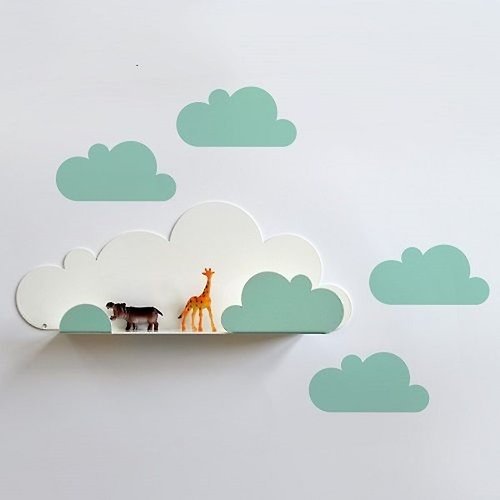 小大人設計選物 西班牙 Tresxics綿綿雲朵造型置物架+壁貼(淡綠)