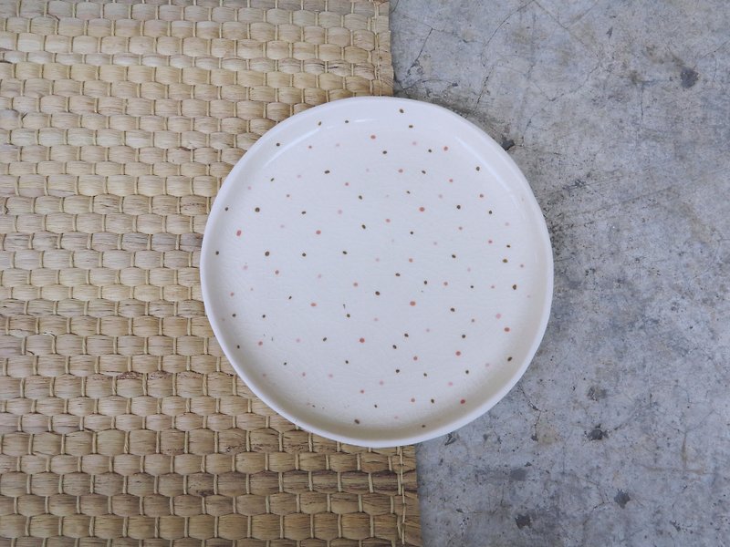 Plate small dot - 花瓶/陶器 - 陶 粉紅色