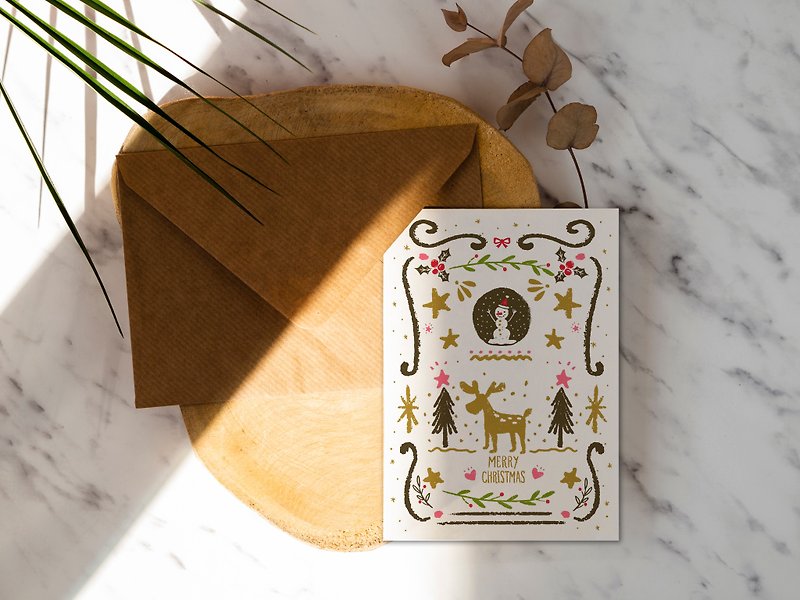 グラフィティクリスマスイブエルククリスマスカード[CM17134]ロココイチゴウェルキン手作りポストカード - カード・はがき - 紙 