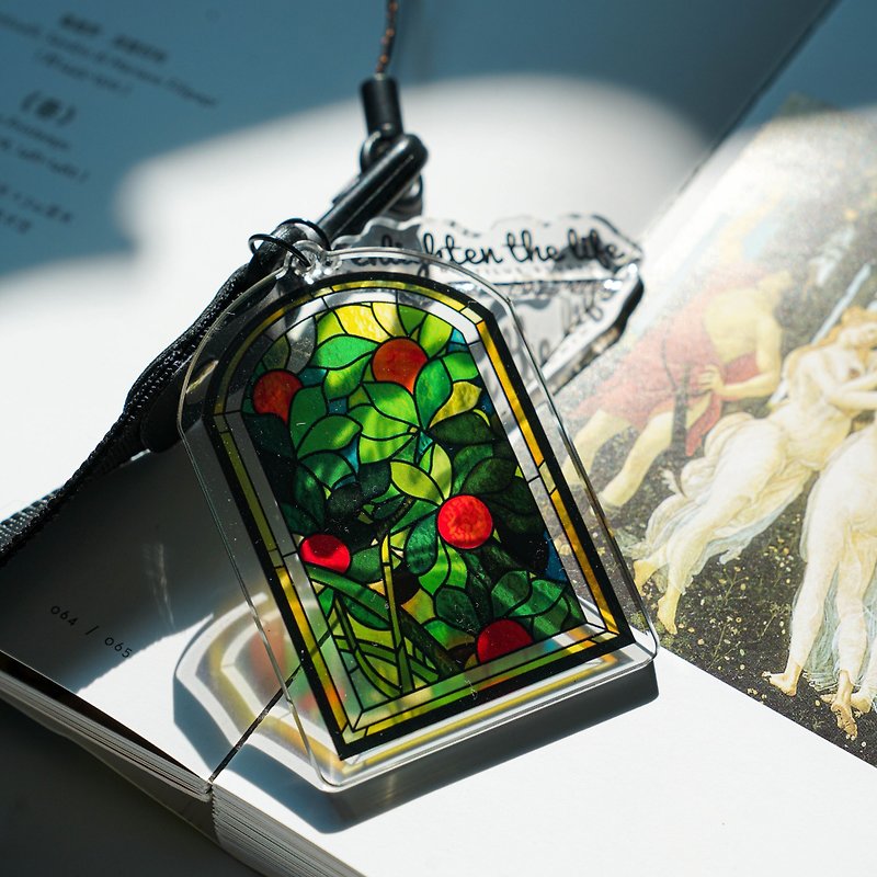 永遠星期天 | 原創彩繪玻璃窗復古亞克力掛件生日情侶禮物INS精緻 - 鑰匙圈/鑰匙包 - 壓克力 綠色