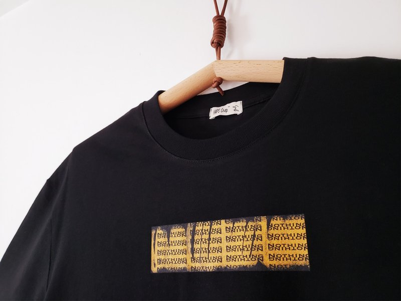 原創 Nothing系列 T-shirt Oversize落肩款 - 女 T 恤 - 棉．麻 黑色