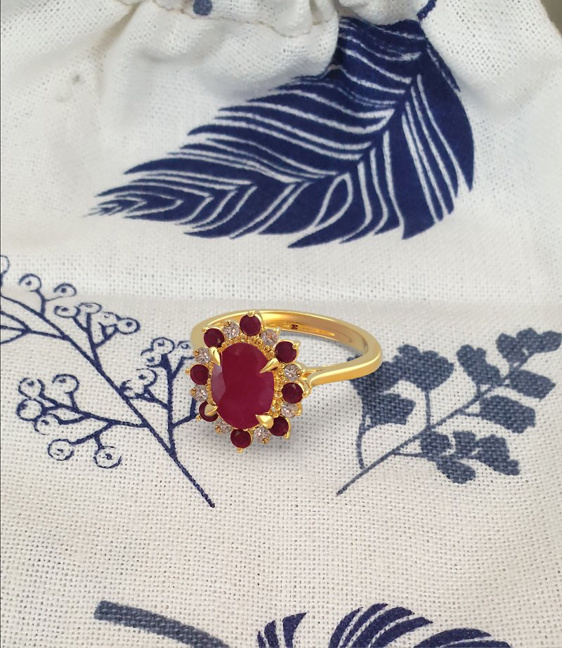 Ruby ring, 9K Gold, Red/Pink ruby, Natural ruby, July Birthstone, Gift for her - General Rings - Precious Metals Brown