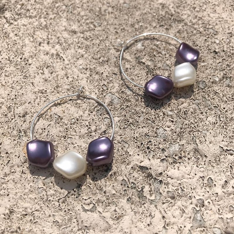 DIY Big Hoop earrings - ต่างหู - โลหะ สีม่วง