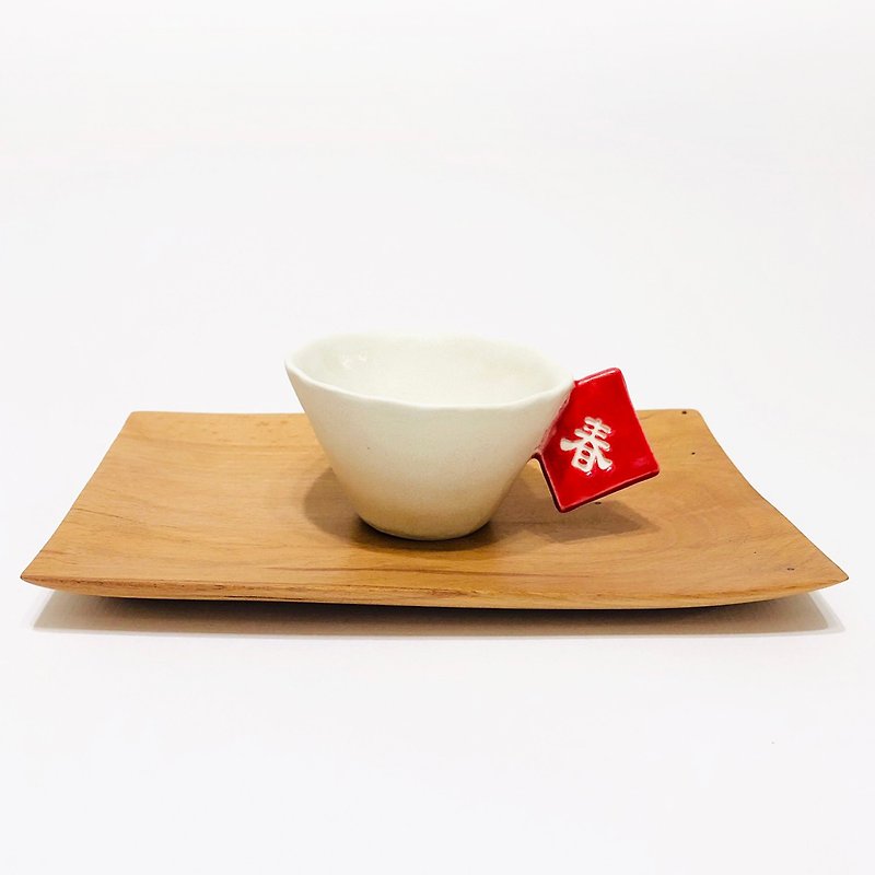 Chunguang Zuo Tea / Handmade Ceramic Tea Cup Set / Coffee Cup Set / Taiwan Gift - Mugs - Porcelain Red