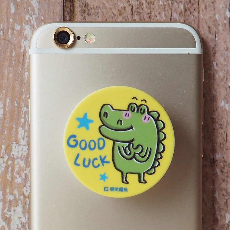 Smirking Crocodile-Folding Phone Holder-Good Luck Crocodile - Phone Stands & Dust Plugs - Plastic Yellow