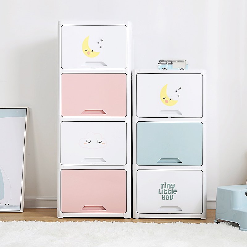 Yeya Yeya 45-sided wide childlike style front-flip four-layer storage cabinet-DIY-2 colors optional - Storage - Plastic 