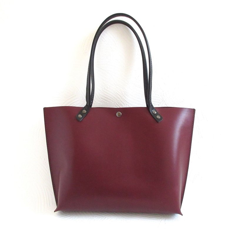 New specifications, B5 size compatible, cowhide, long handle, outer gusset, medium, tote, smooth wine, 0601 - Handbags & Totes - Genuine Leather Red