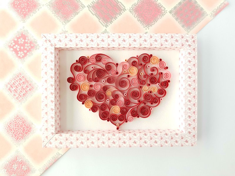 手作捲紙裝飾相框-我的一顆心 愛心擺飾 - 擺飾/家飾品 - 紙 紅色