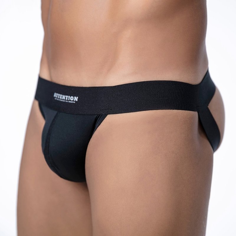 AttentionWear Mr. Basic Jocks【Black】│ATTENTION, Mens Underwear, Classic - ชุดชั้นในผู้ชาย - ไนลอน สีดำ