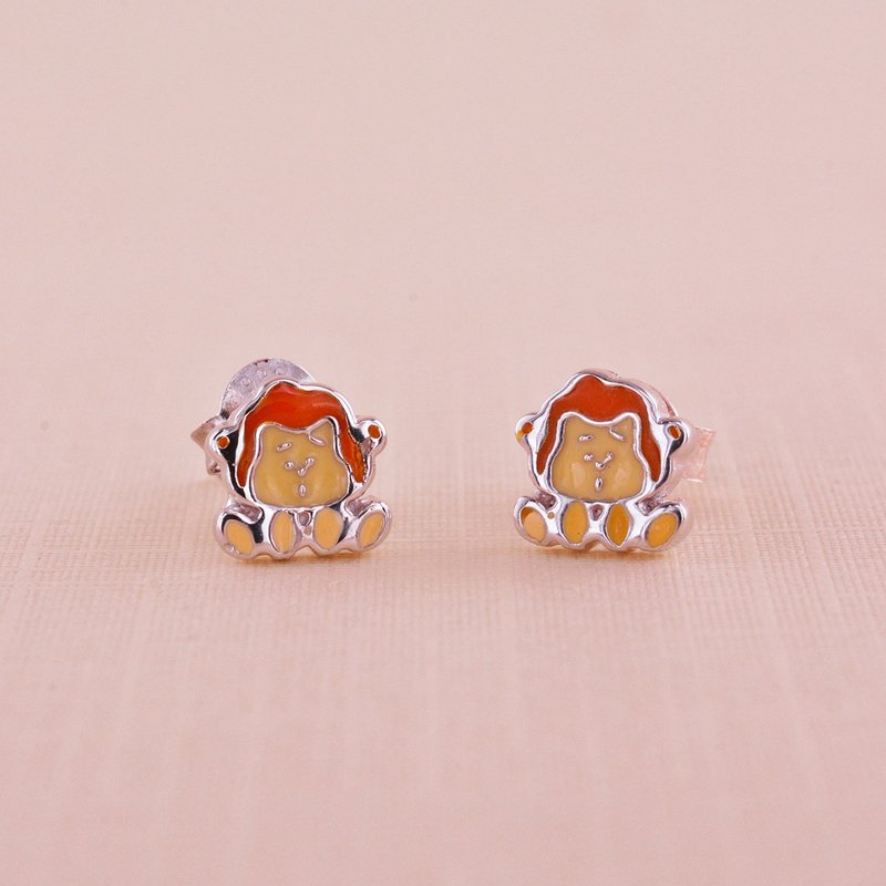 Monkey Earrings 925 Sterling Silver - 耳環/耳夾/耳骨夾 - 純銀 