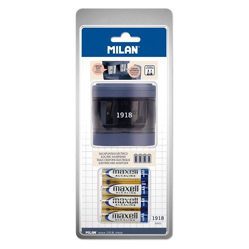 MILAN 西班牙百年經典文具 MILAN電動雙孔削筆機(附電池/可替換刀架)
