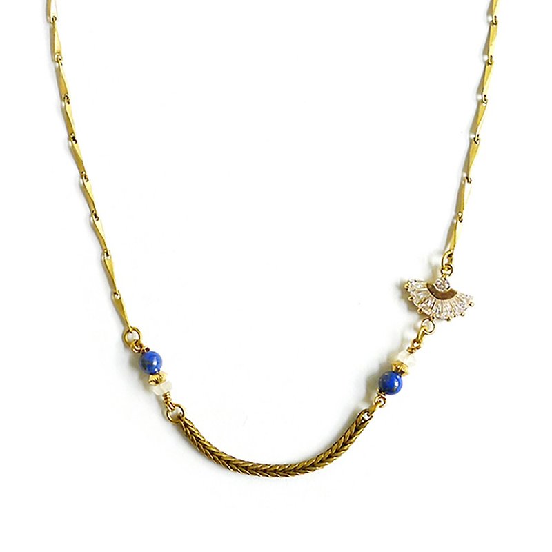 Ficelle | handmade brass natural stone bracelet | [Aegean Sea Travel] blue - necklace - สร้อยข้อมือ - เครื่องเพชรพลอย 