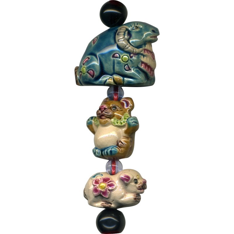 小槌置き物　刻印あり Jiaozhi pottery - Chinese zodiac sign is horse (three in one
