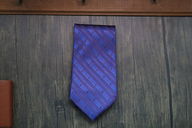 藍紫色小刺繡領帶/雅痞型男百搭款式 - 領帶/領帶夾 - 絲．絹 藍色