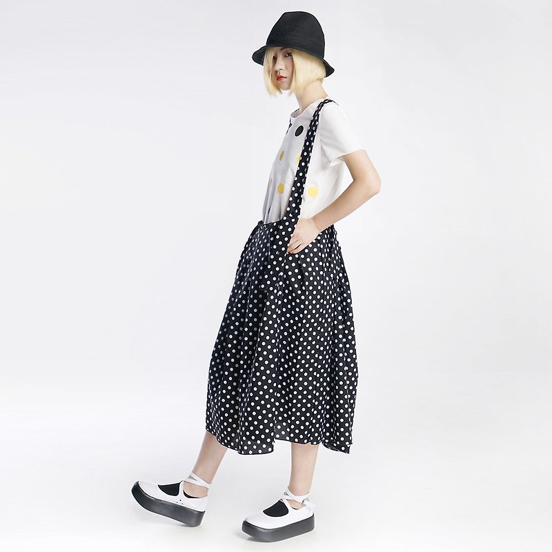 White little black skirts Sling Dress - imakokoni - กระโปรง - ผ้าฝ้าย/ผ้าลินิน สีดำ