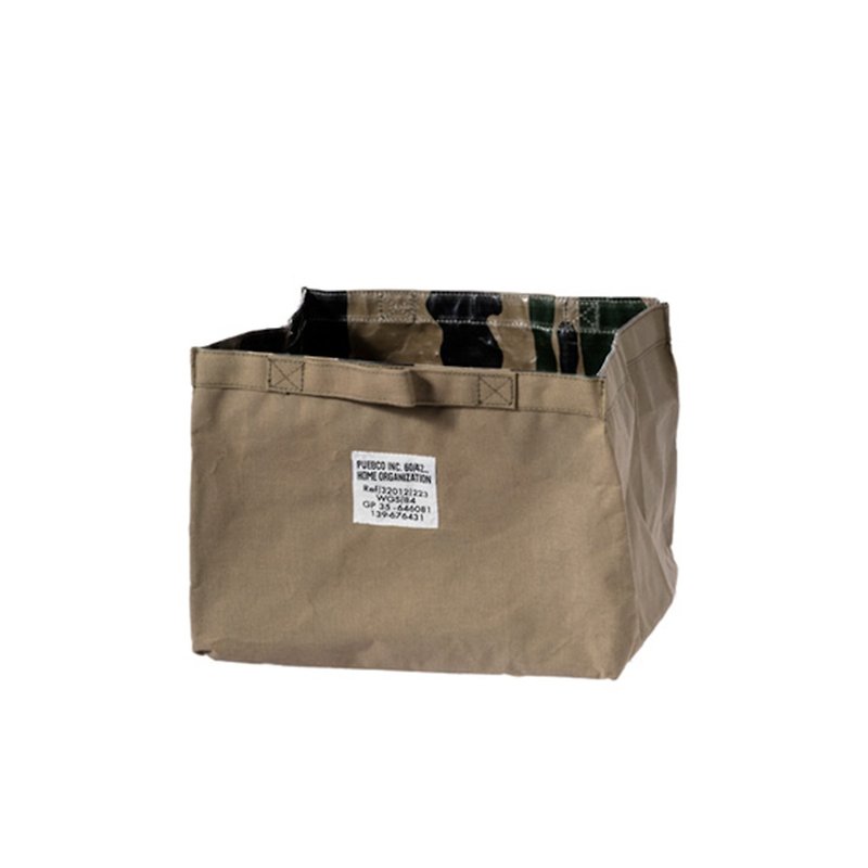 LAMINATED FABRIC ORGANIZER Square-OliveL Multifunctional Storage Bag-Army Green - กล่องเก็บของ - วัสดุกันนำ้ สีกากี