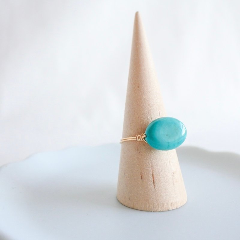 Turquoise – Small Grain – Gold Ring – Natural Stone Ring - 戒指 - 其他金屬 藍色