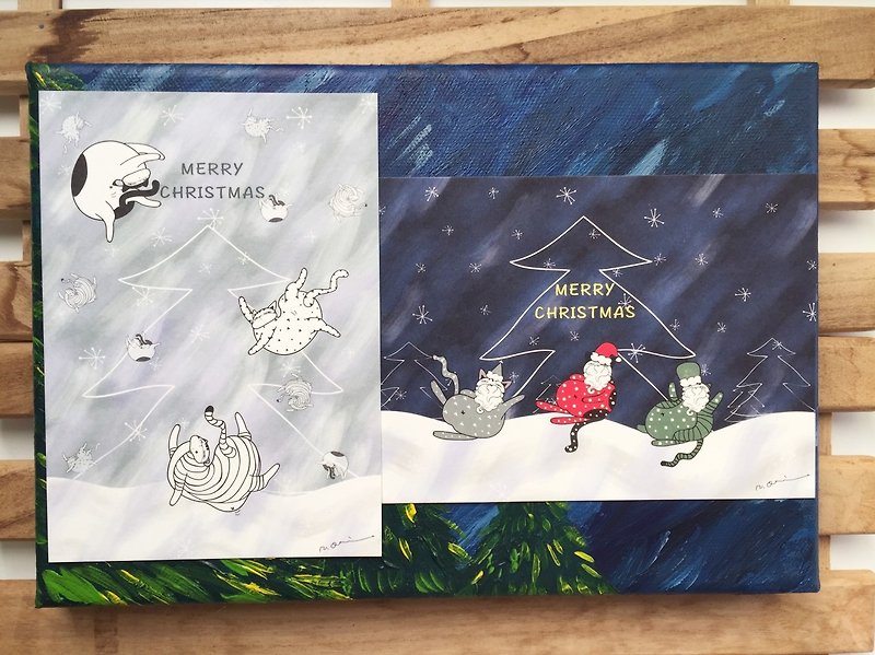 Christmas postcards in memory (2 into the group) - การ์ด/โปสการ์ด - กระดาษ สีน้ำเงิน