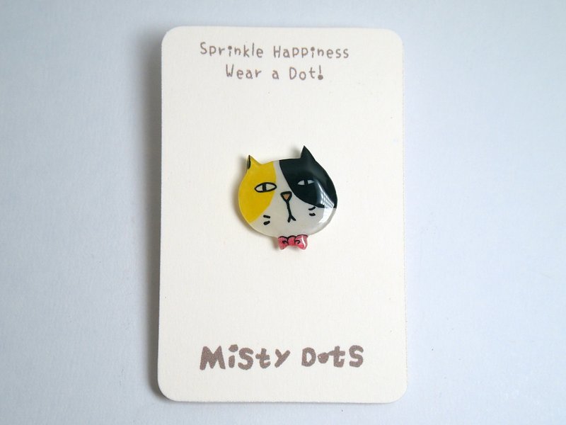 Misty Dots - MDB01 Cute  Calico Cat Pin - เข็มกลัด - พลาสติก สีเหลือง