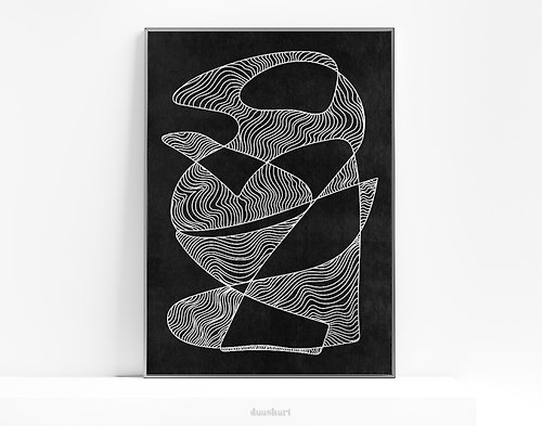 daashart Black and white Abstract lines Printable wall art Mid century modern poster