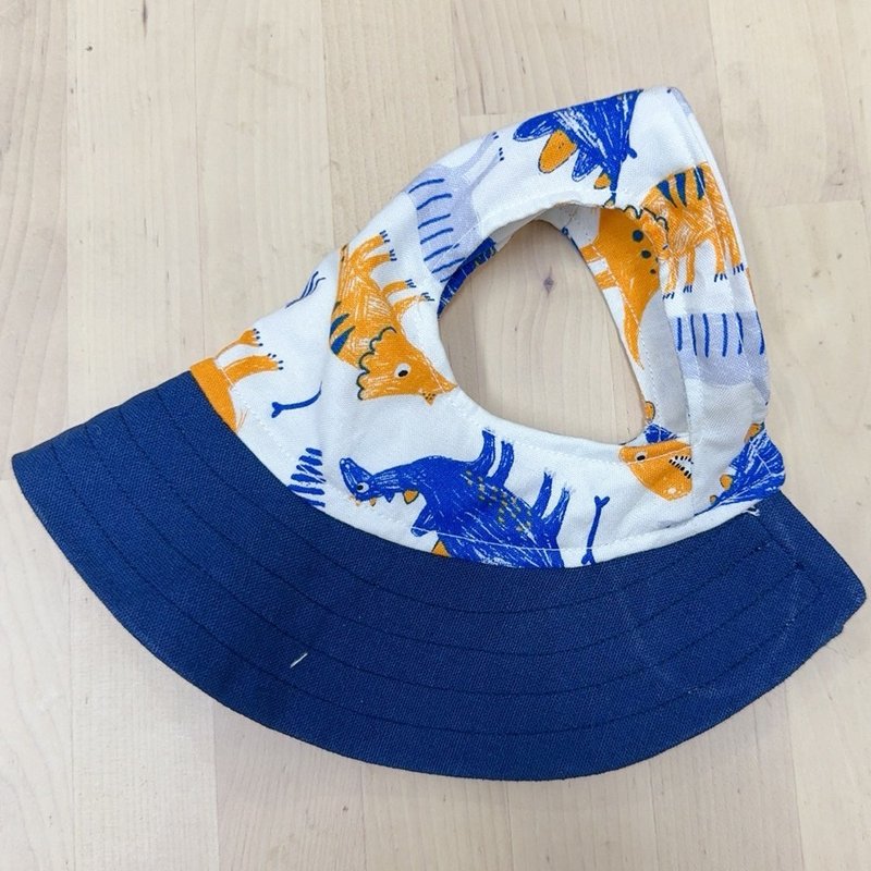 Blue Dinosaur Pet Bucket Hat Dog Sun Hat XL - ชุดสัตว์เลี้ยง - ผ้าฝ้าย/ผ้าลินิน สีแดง