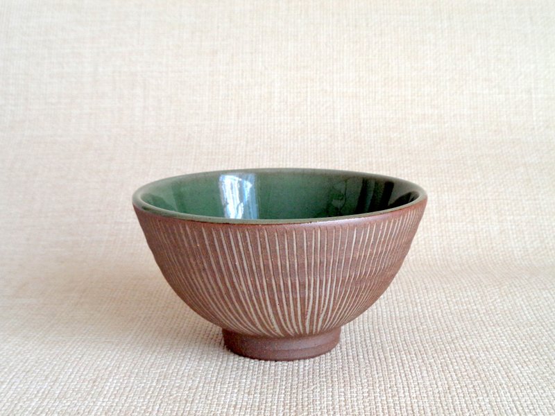 碗  青磁象嵌 線紋a - 碗 - 陶 綠色
