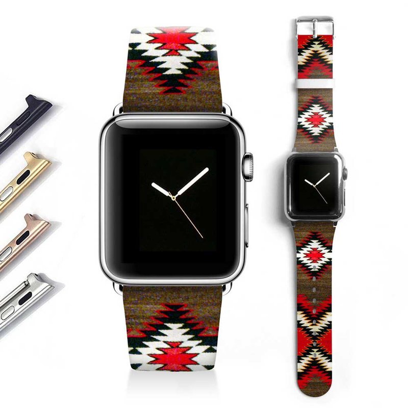 Apple watch band 真皮手錶帶不銹鋼手錶扣 38mm 42mm S005 - 錶帶 - 真皮 多色