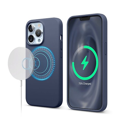elago創意美學 iPhone 13 Pro MagSafe超適握感矽膠保護殼-海軍藍
