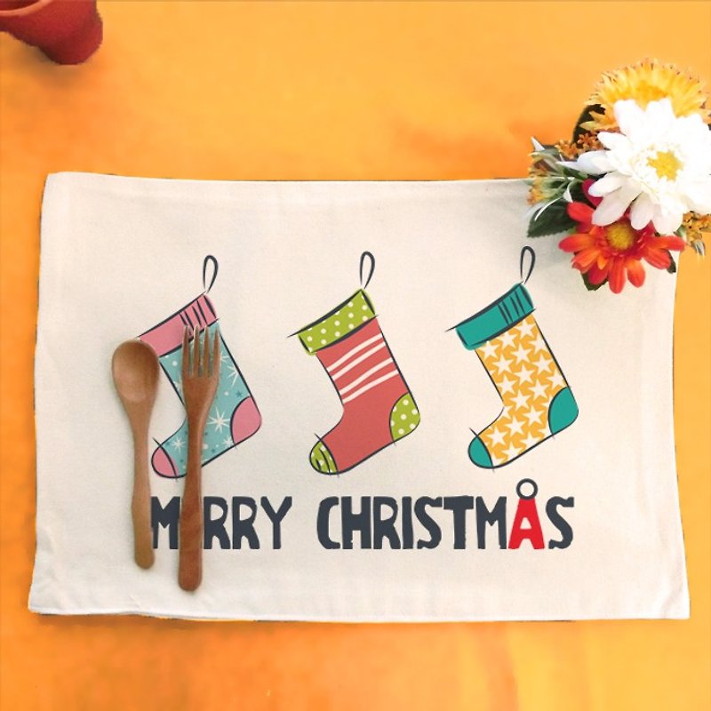 Christmas stockings_W│ Make your table canvas placemat - ผ้ารองโต๊ะ/ของตกแต่ง - ผ้าฝ้าย/ผ้าลินิน 