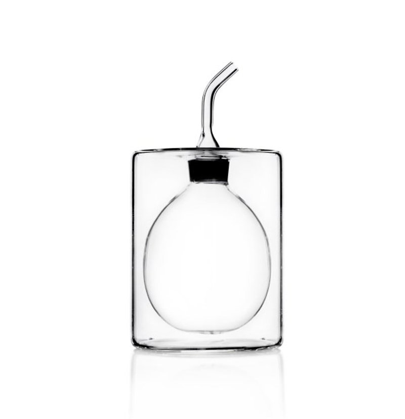 【米蘭手工吹製玻璃】Cilindro 雙層玻璃橄欖油醋罐-低款 - 調味罐/醬料罐 - 玻璃 透明
