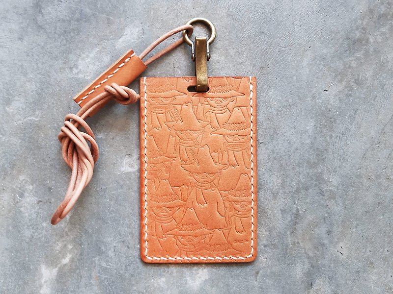 MOOMINx Hong Kong-made leather Shiliqi Straight Card Case Material Wrapped and Sewn Officially Authorized Akin - Leather Goods - Genuine Leather Orange